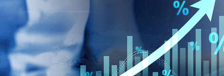 Profitability image for detail page, showing chart graph with large arrow pointing upward